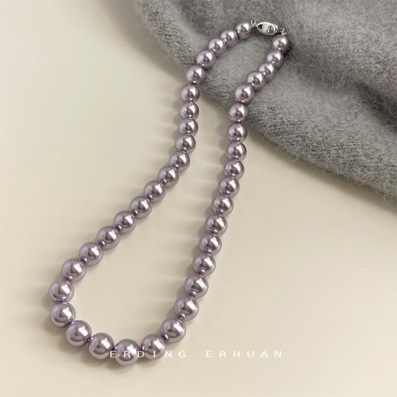 Ogrlica od staklenih perli, ručno izrađena, perljana lančica i privjesak od legure, elegantan stil