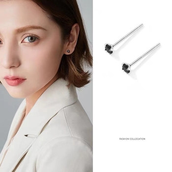 Cercei cu diamante, S999 argint pur, argint Sterling, design geometric, stil nișă