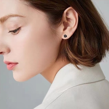 Cercei cu diamante, S999 argint pur, argint Sterling, design geometric, stil nișă