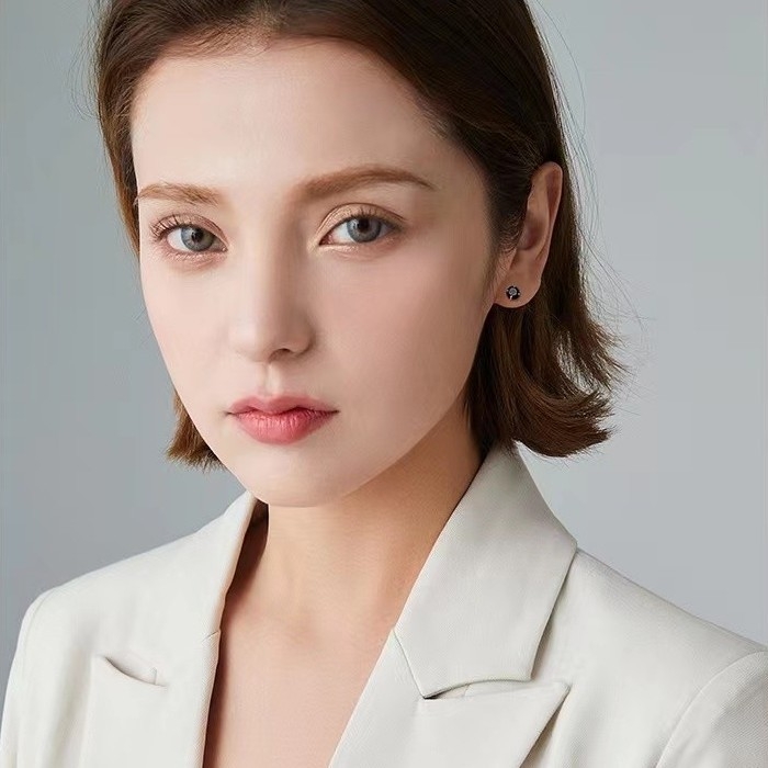 Cercei cu diamante, S999 argint pur, argint Sterling, design geometric, stil nișă