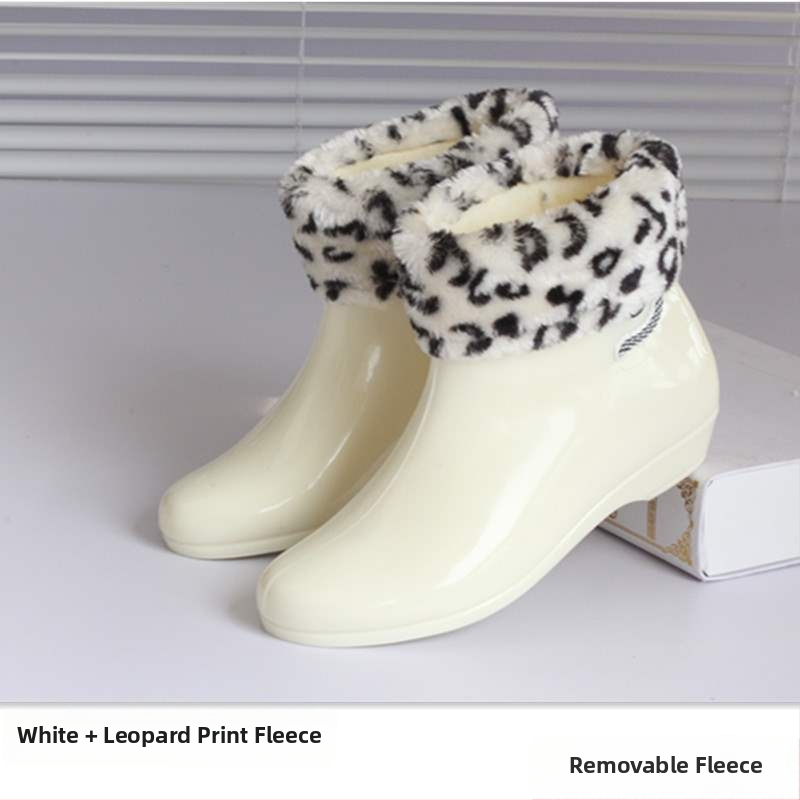 Sievietēm PVC lietus zābaki, ar fleece iekšpusi, īss augums, pretslīdēšana, ūdensizturīgi, dārza kurpes (PVC augšdaļa; īss augums; fleece iekšpuse; ūdensizturīgi; pretslīdēšana)