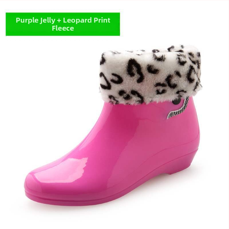 Sievietēm PVC lietus zābaki, ar fleece iekšpusi, īss augums, pretslīdēšana, ūdensizturīgi, dārza kurpes (PVC augšdaļa; īss augums; fleece iekšpuse; ūdensizturīgi; pretslīdēšana)