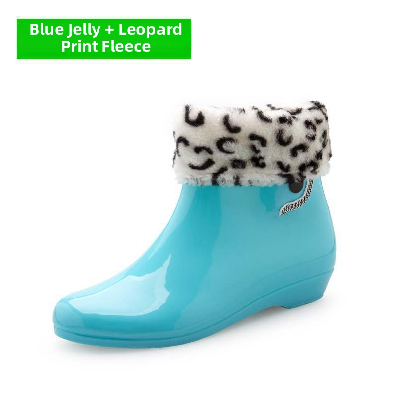 Sievietēm PVC lietus zābaki, ar fleece iekšpusi, īss augums, pretslīdēšana, ūdensizturīgi, dārza kurpes (PVC augšdaļa; īss augums; fleece iekšpuse; ūdensizturīgi; pretslīdēšana)