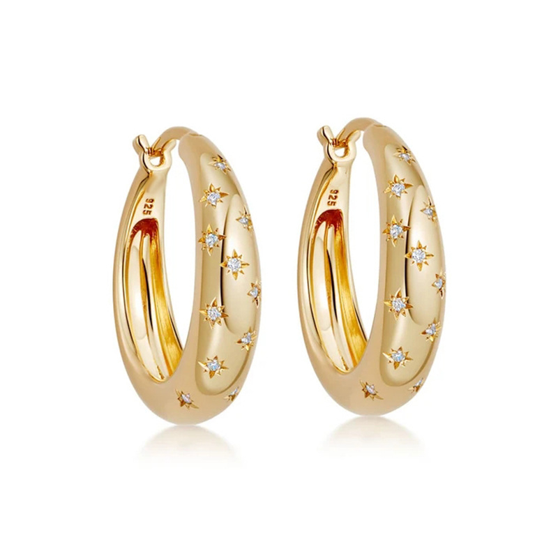 Cercei din argint 925, design stea (pietre micro-incrustate; greutate 3,3–4,9 g)