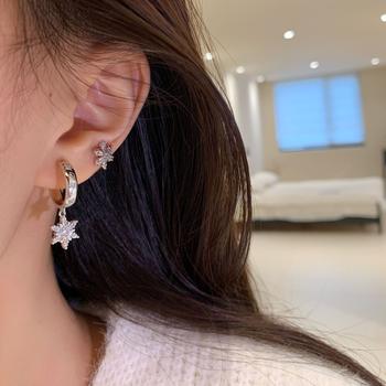 Bakrene naušnice s mikrougrađenim cirkonima, marka Aino, 925 srebrni postovi, stil Ins, zima 2025