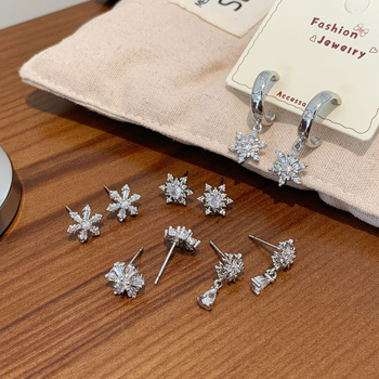 Bakrene naušnice s mikrougrađenim cirkonima, marka Aino, 925 srebrni postovi, stil Ins, zima 2025