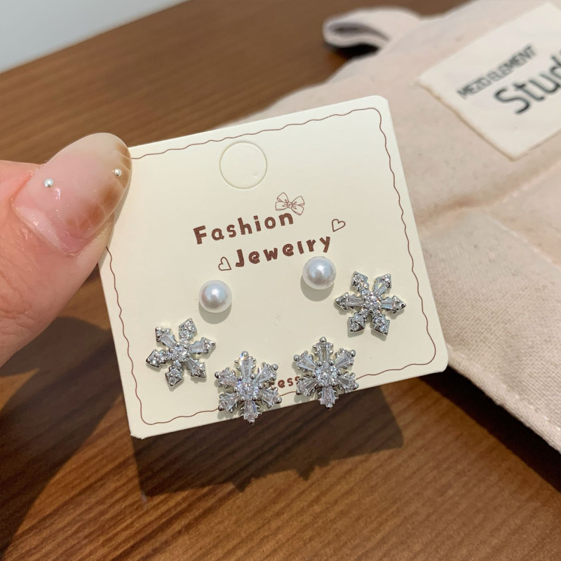 Bakrene naušnice s mikrougrađenim cirkonima, marka Aino, 925 srebrni postovi, stil Ins, zima 2025