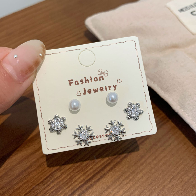 Bakrene naušnice s mikrougrađenim cirkonima, marka Aino, 925 srebrni postovi, stil Ins, zima 2025