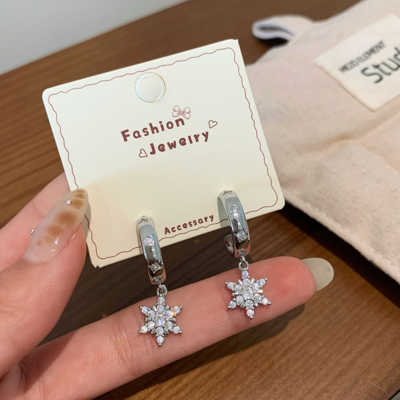 Bakrene naušnice s mikrougrađenim cirkonima, marka Aino, 925 srebrni postovi, stil Ins, zima 2025