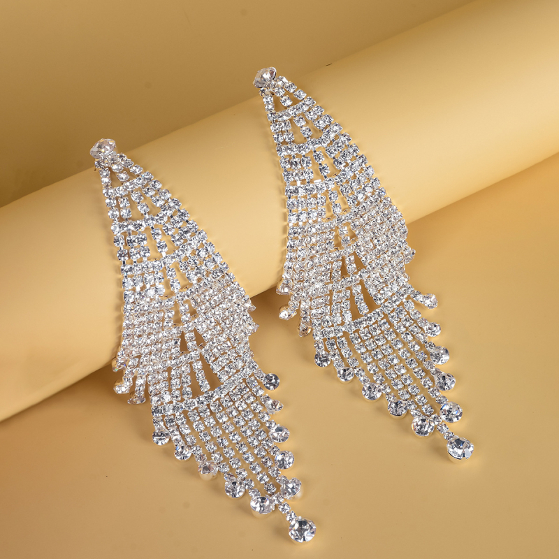 Naušnice od cirkonija, geometrijski dizajn, diamantna obrada, proljeće 2025, za žene