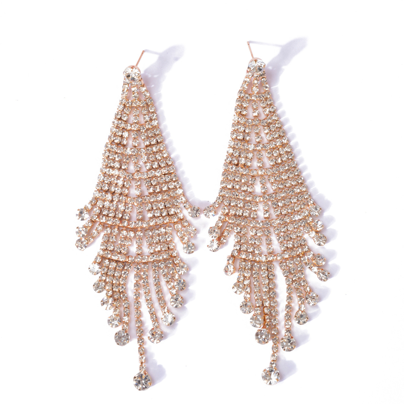 Naušnice od cirkonija, geometrijski dizajn, diamantna obrada, proljeće 2025, za žene