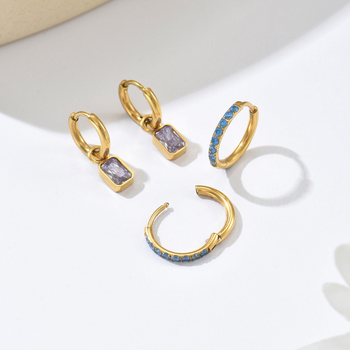 Cercei geometrici cu rhinestones pentru femei, placare electroplată, stil proaspăt și dulce