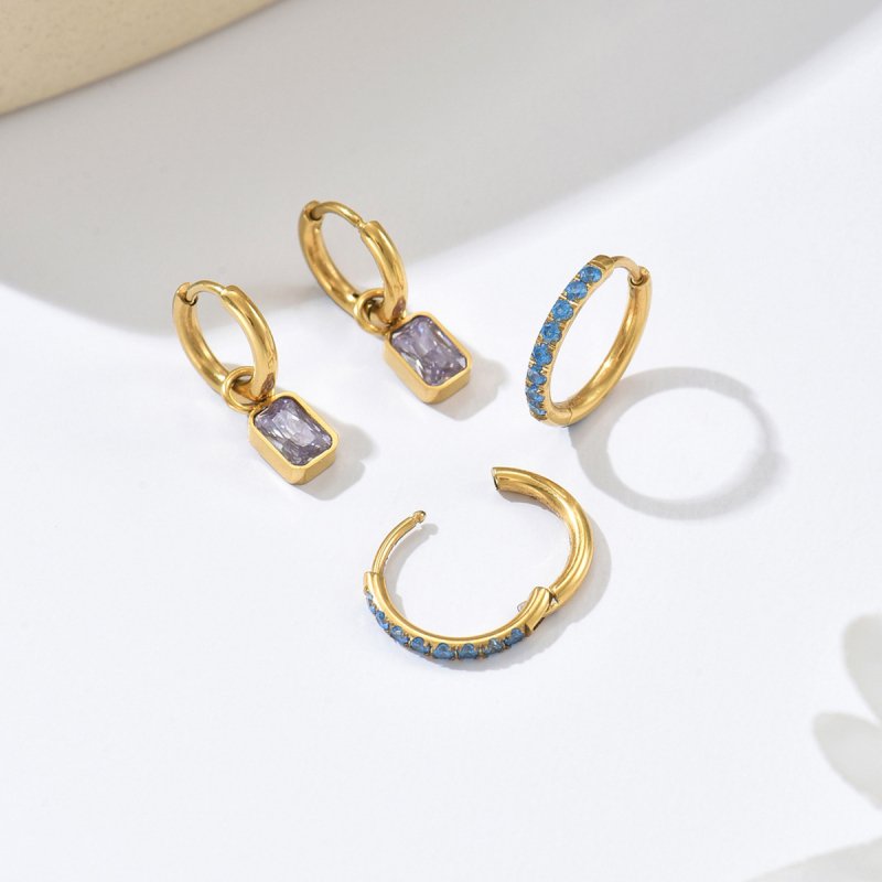 Cercei geometrici cu rhinestones pentru femei, placare electroplată, stil proaspăt și dulce