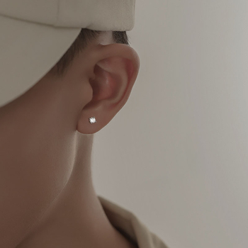 Cercei pentru bărbați din argint 925, design geometric minimalist