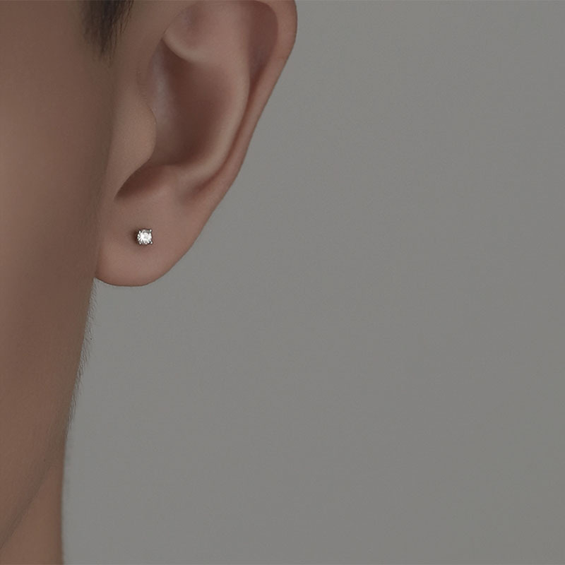 Cercei pentru bărbați din argint 925, design geometric minimalist