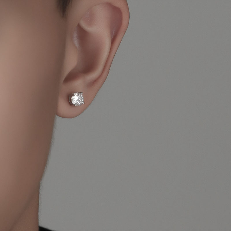 Cercei pentru bărbați din argint 925, design geometric minimalist