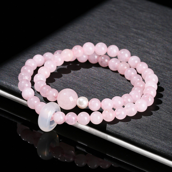 Jingde Jewelry Narukvica od prirodnih kamenja, ružičasti kvarc i oko tigra, za žene