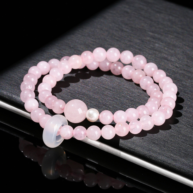 Jingde Jewelry Narukvica od prirodnih kamenja, ružičasti kvarc i oko tigra, za žene