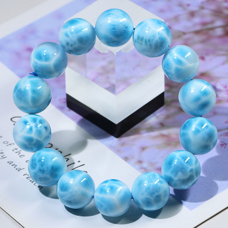 Narukvica od Larimara s morskim uzorkom, ručna izrada, unisex, književno retro stil