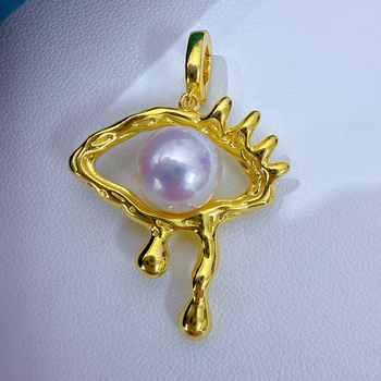 Κολιέ με μενταγιόν από μαργαριτάρι γλυκού νερού, ασήμι 925, τέλεια σφαίρα, καμπύλη ανάγλυφη διακόσμηση, κατάλληλο για καθημερινή χρήση και ειδικές περιστάσεις