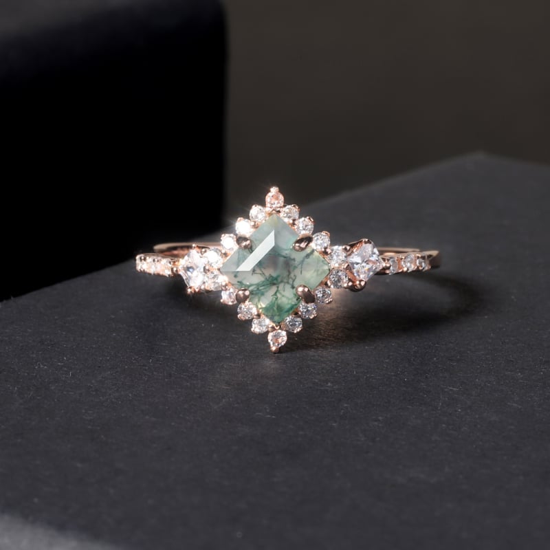 Augstas kvalitātes dabas ūdens ahāta gredzens, sudrabs 925, iestādīti dārgakmeņi, sievietes ģeometriskais stils, OL1017R/OL1018R/OL1019R/OL1020R/OL1026R