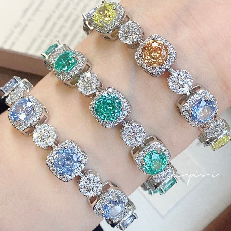 Bakrena narukvica s osmerokutnim Millenijskim rezom i dijamantnim ugradnjama