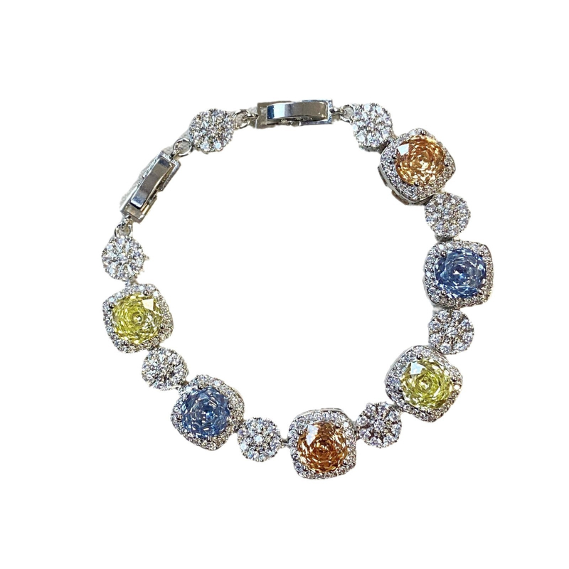 Bakrena narukvica s osmerokutnim Millenijskim rezom i dijamantnim ugradnjama