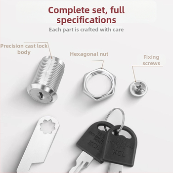 Cinka sakausējuma cilindru slēdzene piemērota failu skapjiem un metāliskajiem skapjiem, Modelis M-75, mūsdienīgs minimālisms