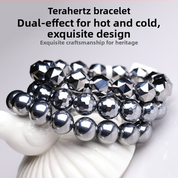 Terahertz rokassprādze ar 128 fasetētām apaļām pērlītēm no polikristāliska silīcija, universāls minimālisks dizains, pret nogurumu.