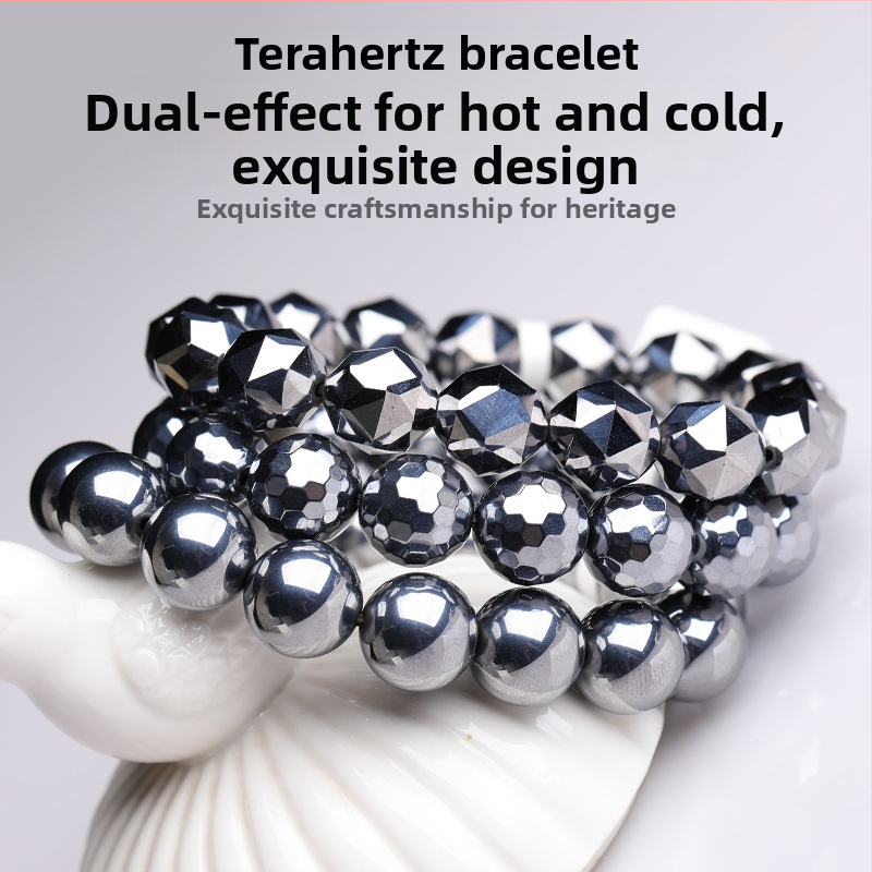 Terahertz rokassprādze ar 128 fasetētām apaļām pērlītēm no polikristāliska silīcija, universāls minimālisks dizains, pret nogurumu.