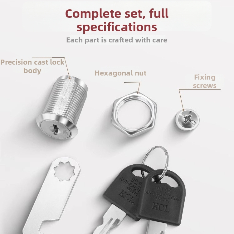 Failu skapju un glabāšanas skapja aizslēga – cinka sakausējums, modelis M-75, cilindru aizslēga ar griežamu mēli, mūsdienīgs minimālisma stils