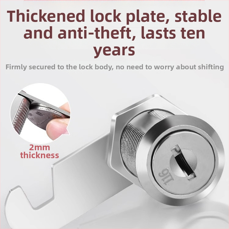 Skapju un glabātuves slēdzene – modelis M-75, cinka sakausējums; lietojums: failu skapji, metāla skapi, skapja durvis, pasta kastēm; cilindriskā slēdzene ar apgriežamu mēlīti; mūsdienīgs minimālais dizains.