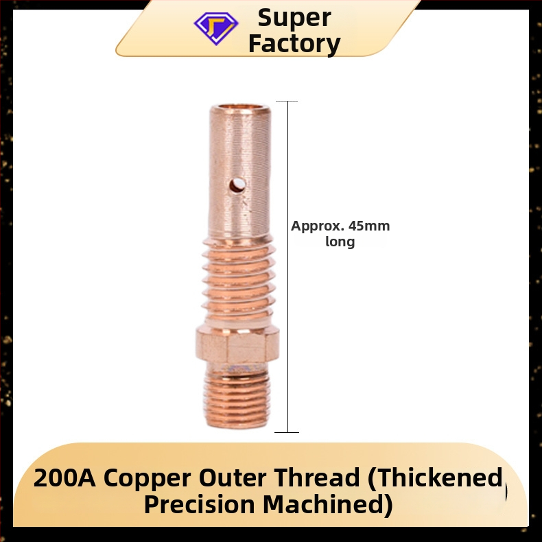 Gāzes metināšanas savienojošais stienis, 200A/350A/500A, iekšējā un ārējā vītnes, misiņš un vara