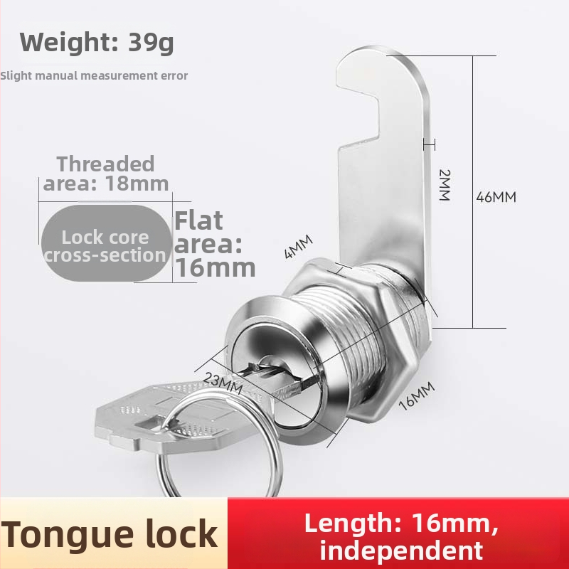 M-75 cinka sakausējuma slēdzene arhīvu skapjiem, skapjiem un pasta kastēm; cilindriskā slēdzene ar pagriezamu lūpu, moderns minimālistisks stils