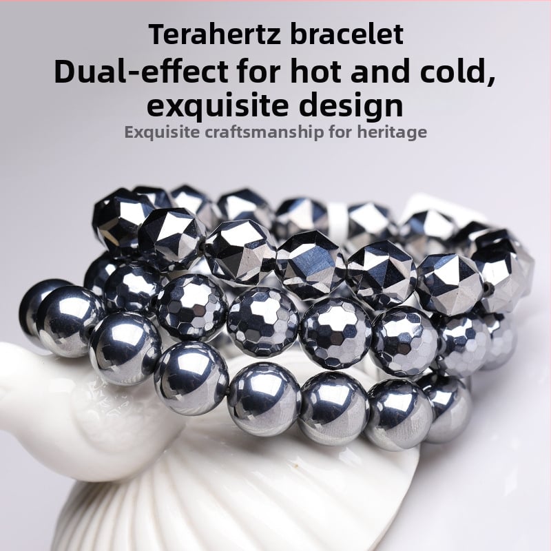 Terahercų apyrankė iš polikristalinio silicio, fasetuotos apvalios karoliukų, prieš nuovargį