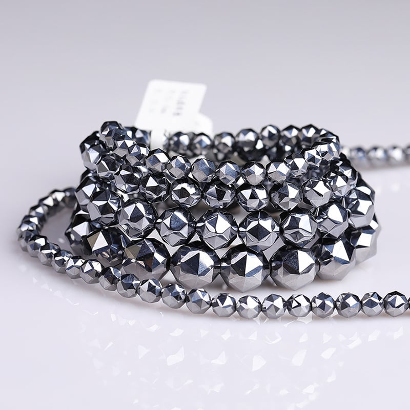 Bratara Terahertz cu piatră Terahertz, siliciu policristalin, mărgele rotunde facetate, anti-oboseală