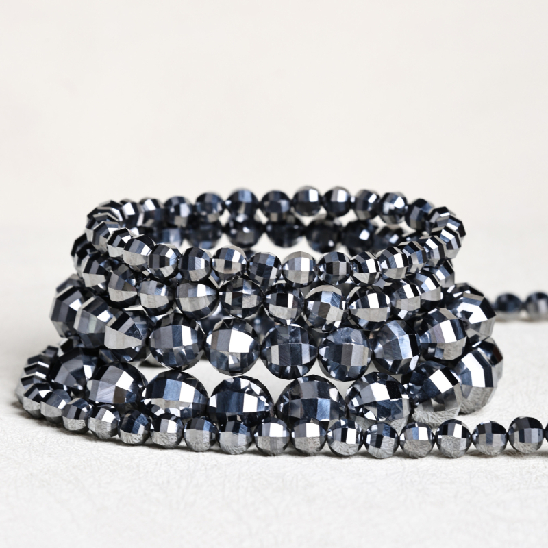 Bratara Terahertz cu piatră Terahertz, siliciu policristalin, mărgele rotunde facetate, anti-oboseală