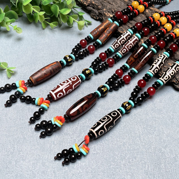 Dzi Achát geometriai formájú nyaklánc, természetes achát, VS tisztaság, polírozott kivitel