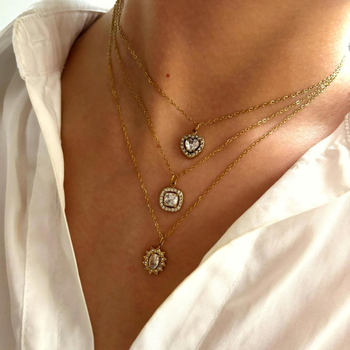 Ogrlica od nehrđajućeg čelika 304, privjesak od rhinestonea, kapljičastog oblika, geometrijskog dizajna, O-prsten lanac, elektroplatiranje, marka Peri·s box