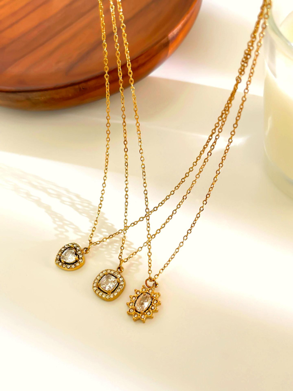 Ogrlica od nehrđajućeg čelika 304, privjesak od rhinestonea, kapljičastog oblika, geometrijskog dizajna, O-prsten lanac, elektroplatiranje, marka Peri·s box