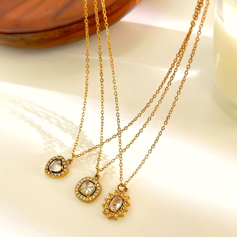 Ogrlica od nehrđajućeg čelika 304, privjesak od rhinestonea, kapljičastog oblika, geometrijskog dizajna, O-prsten lanac, elektroplatiranje, marka Peri·s box