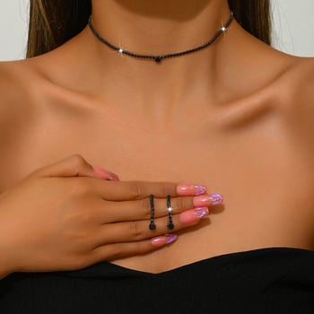 Cijeli set nakita za nevjestu: ogrlica i naušnice s bakrenom osnovom, elektroplatiranje, privjesci Rhinestone, oblici srce/kaplja/zvono.