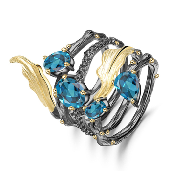 Inel din argint 925 cu Topaz – Design original, Unisex, Încadrat cu pietre prețioase