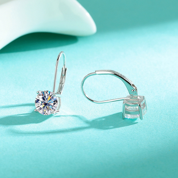 Σκουλαρίκια Moissanite για γυναίκες, 925 Ασήμι Sterling, Γεωμετρικός Σχεδιασμός, Ηλεκτροπλατίωση