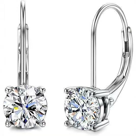 Σκουλαρίκια Moissanite για γυναίκες, 925 Ασήμι Sterling, Γεωμετρικός Σχεδιασμός, Ηλεκτροπλατίωση