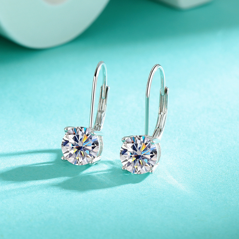 Σκουλαρίκια Moissanite για γυναίκες, 925 Ασήμι Sterling, Γεωμετρικός Σχεδιασμός, Ηλεκτροπλατίωση