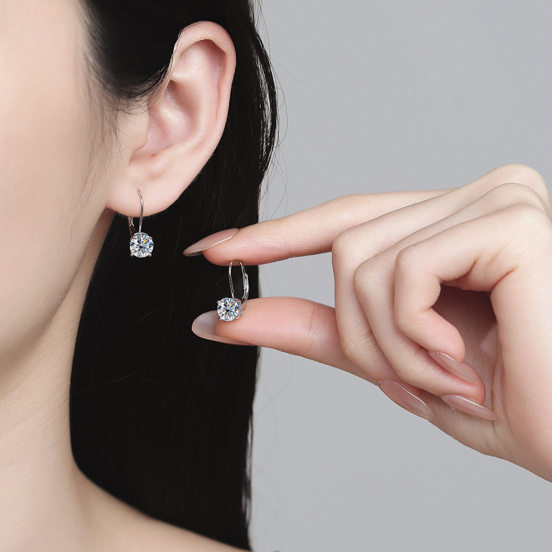 Σκουλαρίκια Moissanite για γυναίκες, 925 Ασήμι Sterling, Γεωμετρικός Σχεδιασμός, Ηλεκτροπλατίωση