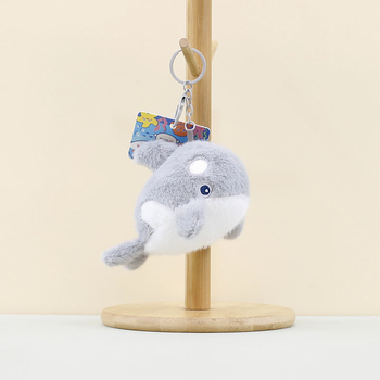 Orca, seal and shark plush pendant for bags – ultra-soft short-pile plush with PP cotton filling; customization available