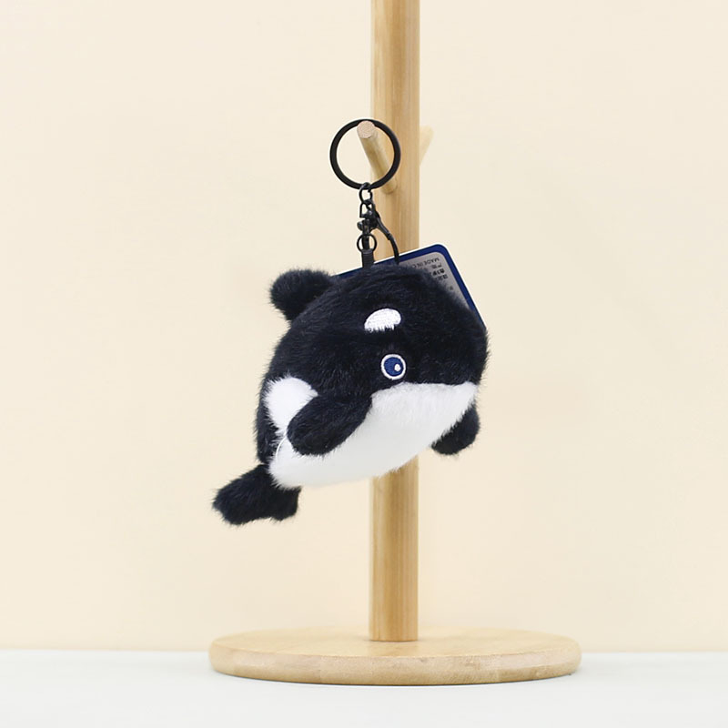 Orca, seal and shark plush pendant for bags – ultra-soft short-pile plush with PP cotton filling; customization available