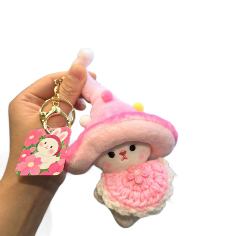 Плюшено гъбено кукло за чанта: карикатурен дизайн, пълнеж PP памук, къс плюш